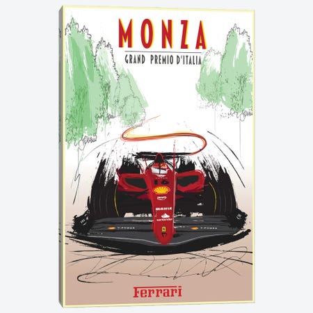 Monza Ferrari, Charles Leclerc F1 Poster Canvas Print #FLY66} by Fly Graphics Art Print