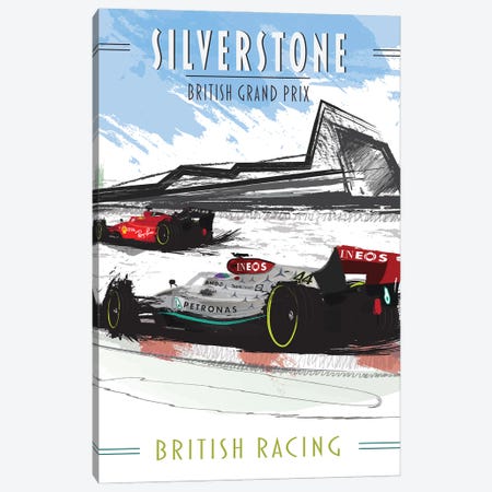 Sebastian Vettel, Silverstone, F1 Poster Canvas Print #FLY69} by Fly Graphics Canvas Wall Art