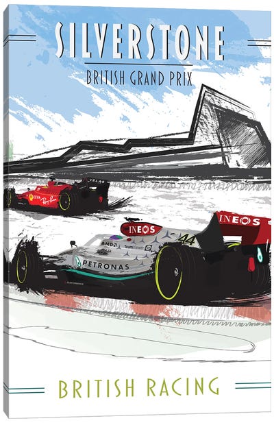 Sebastian Vettel, Silverstone, F1 Poster Canvas Art Print - Fly Graphics