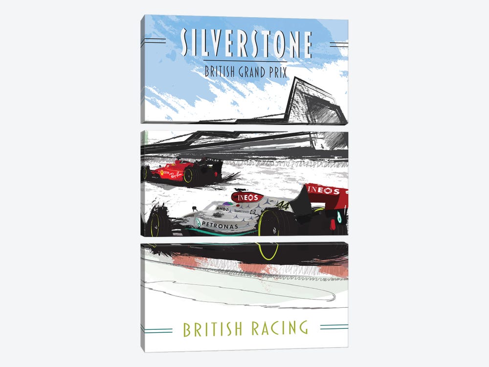 Sebastian Vettel, Silverstone, F1 Poster by Fly Graphics 3-piece Art Print