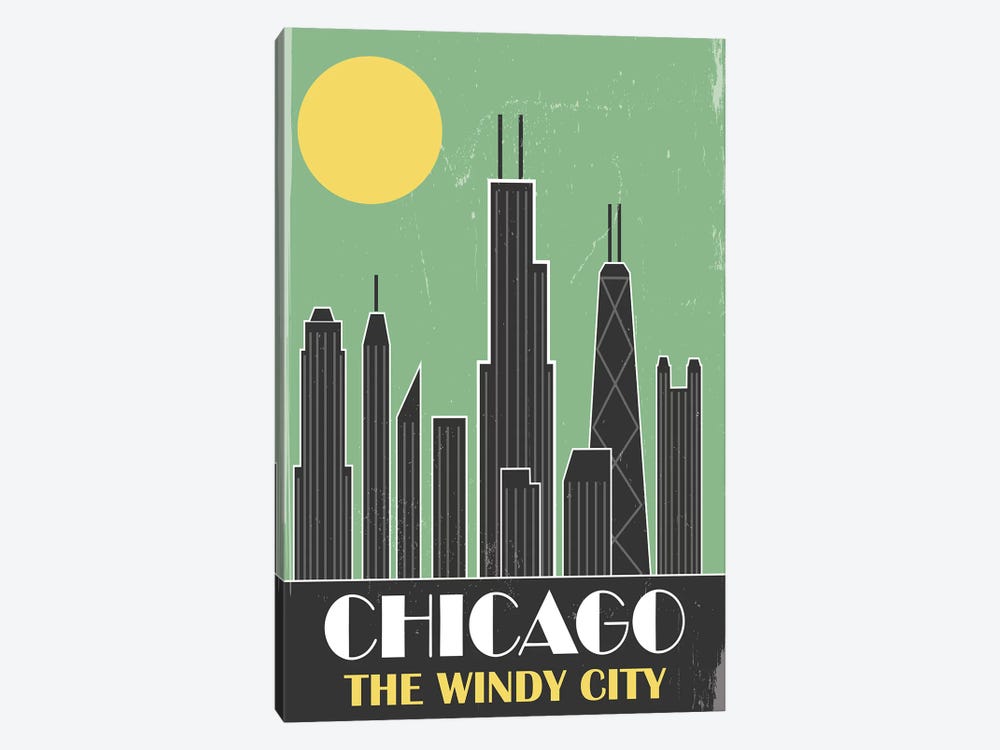 Chicago, Green by Fly Graphics 1-piece Canvas Artwork