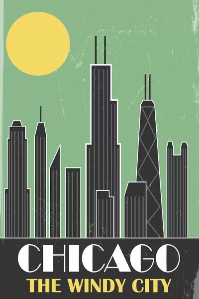 Chicago Posters: Chicago, Green by Fly Graphics