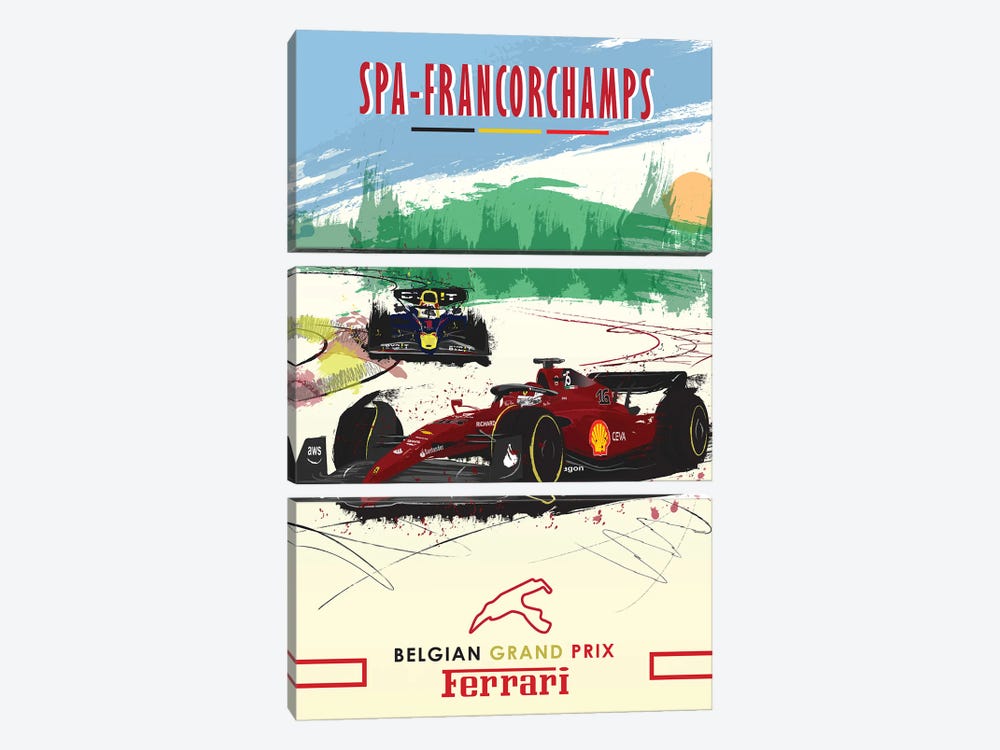 Ferrari, Charles Leclerc, F1 Poster by Fly Graphics 3-piece Canvas Art Print