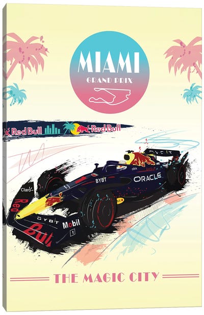 Max Verstappen, Miami Grand Prix, Miami F1 Poster Canvas Art Print - By Land