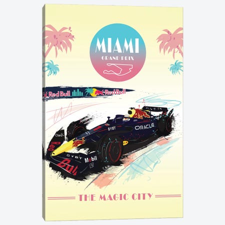 Max Verstappen, Miami Grand Prix, Miami F1 Poster Canvas Print #FLY71} by Fly Graphics Canvas Art Print