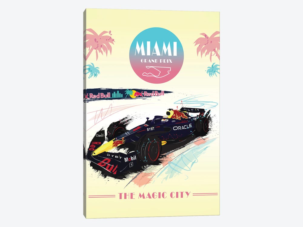 Max Verstappen, Miami Grand Prix, Miami F1 Poster by Fly Graphics 1-piece Canvas Artwork