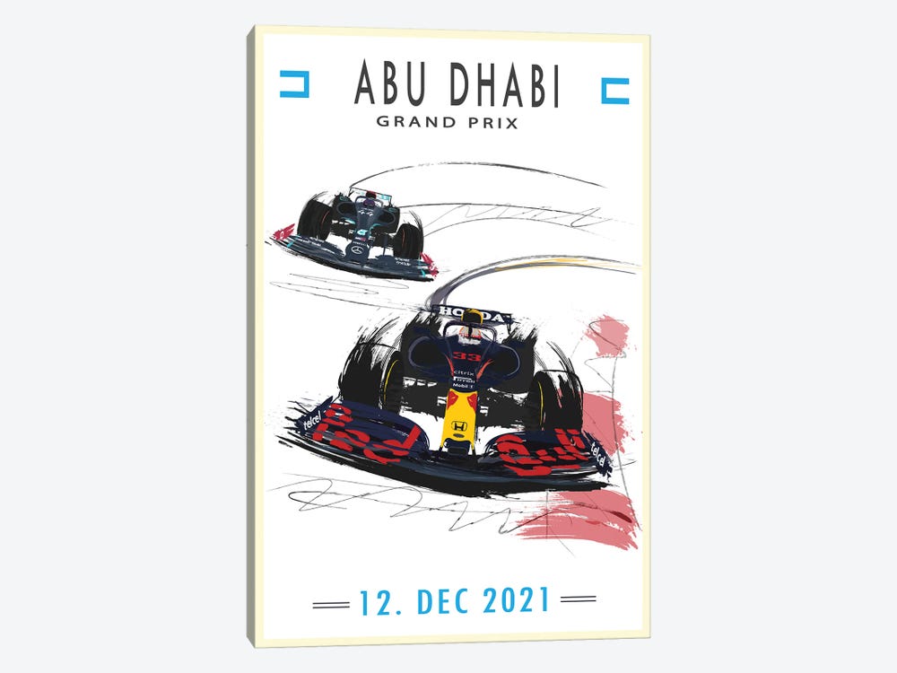 Max Verstappen, Abu Dhabi, F1 Poster by Fly Graphics 1-piece Canvas Art Print