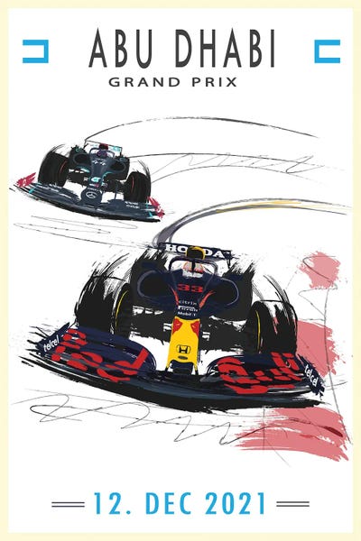 Kids Sports Art: Max Verstappen, Abu Dhabi, F1 Poster by Fly Graphics