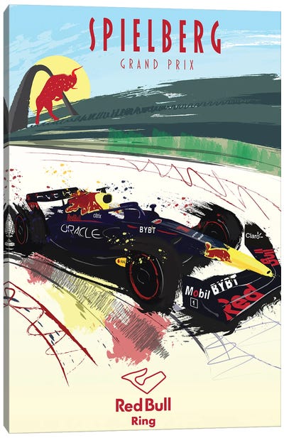 Max Verstappen, Red Bull Track, F1 Poster Canvas Art Print - Auto Racing Art