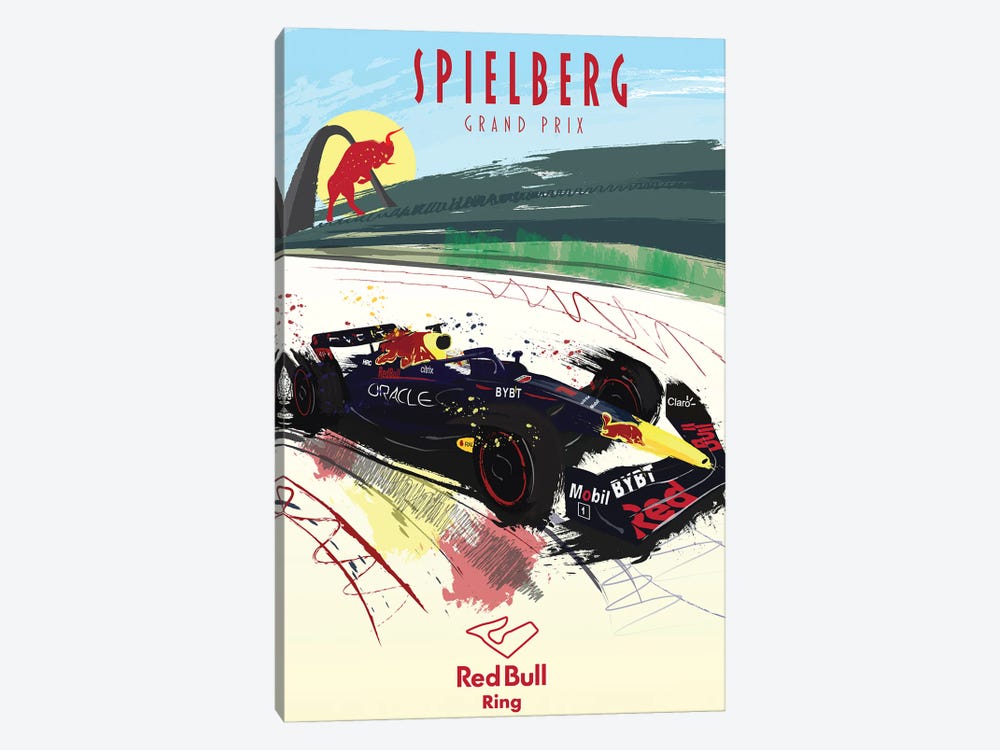 Max Verstappen, Red Bull Track, F1 Poster by Fly Graphics 1-piece Canvas Artwork