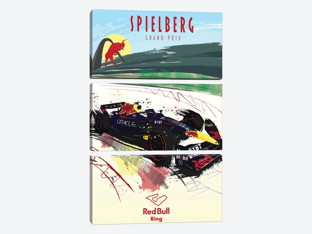 Max Verstappen, Red Bull Track, F1 Poster by Fly Graphics 3-piece Canvas Artwork