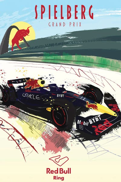 Kids Sports Art: Max Verstappen, Red Bull Track, F1 Poster by Fly Graphics
