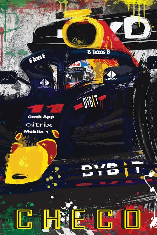 Red Bull Sergio Perez 11 F1 Poster by Fly Graphics wall art