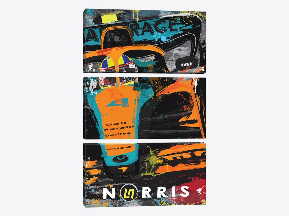 Lando Norris 4, McLaren F1 Poster by Fly Graphics 3-piece Canvas Art