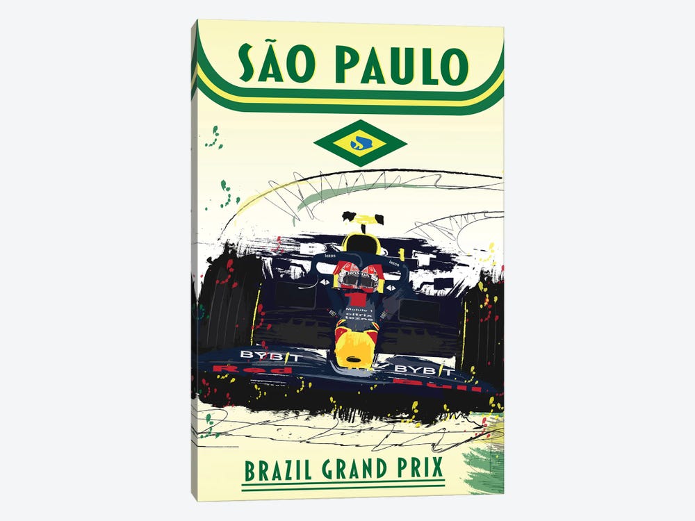 Max Verstappen, San Paulo Grand Prix, Brazil Grand Prix F1 Poster by Fly Graphics 1-piece Canvas Print
