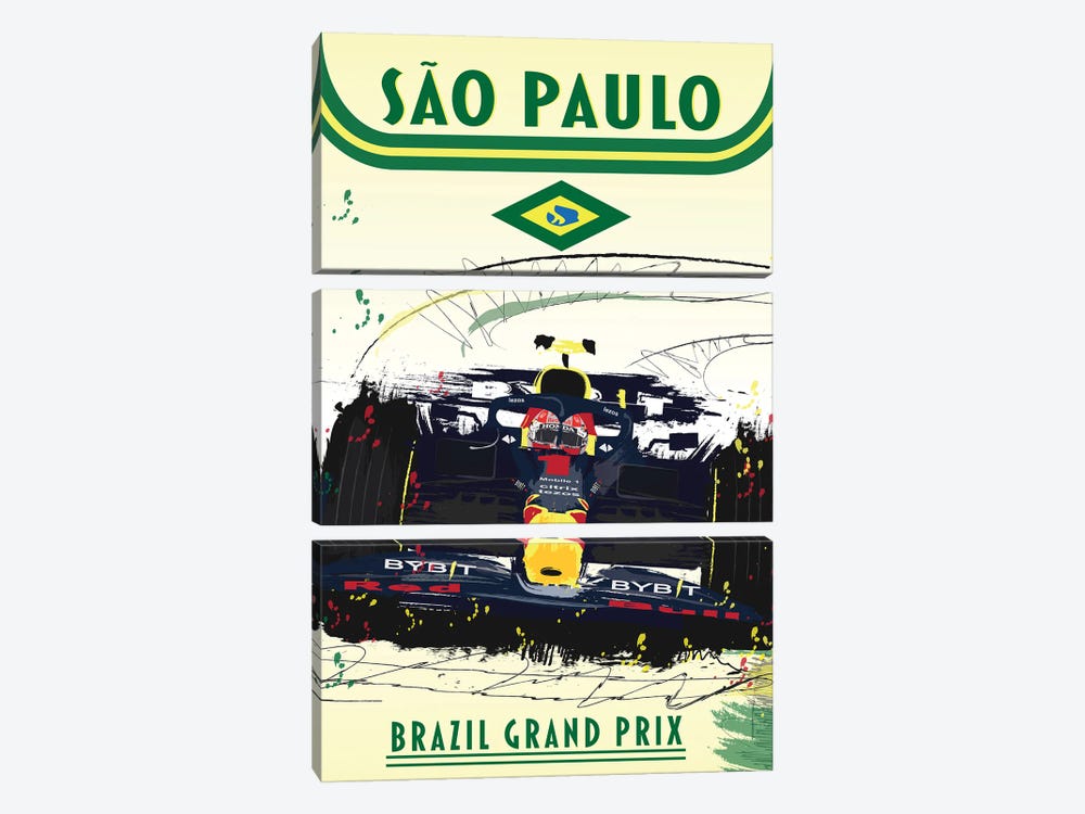 Max Verstappen, San Paulo Grand Prix, Brazil Grand Prix F1 Poster by Fly Graphics 3-piece Canvas Print