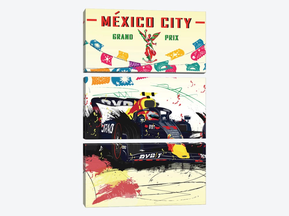 Sergio Perez, Checo, Mexico Grand Prix F1 Poster by Fly Graphics 3-piece Canvas Artwork