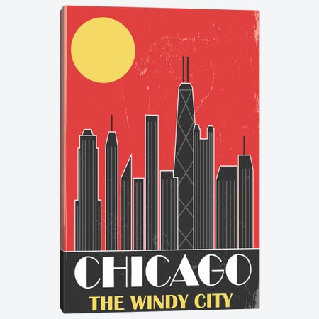 Chicago, Red Canvas Print #FLY7} by Fly Graphics Canvas Art