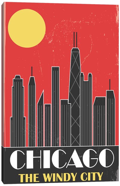 Chicago, Red Canvas Art Print