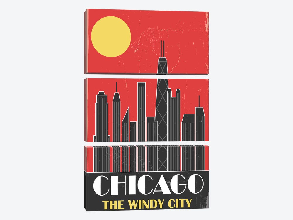 Chicago, Red by Fly Graphics 3-piece Art Print
