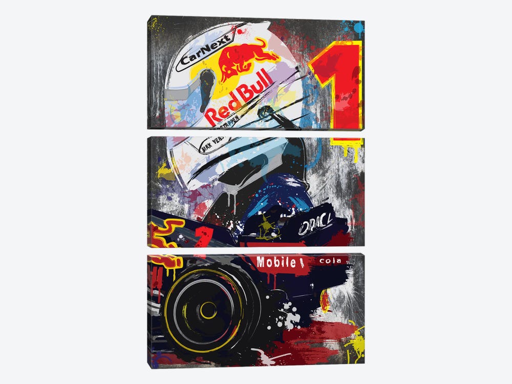 Max Verstappen, Red Bull Racing, Red Bull, F1 Poster by Fly Graphics 3-piece Canvas Wall Art