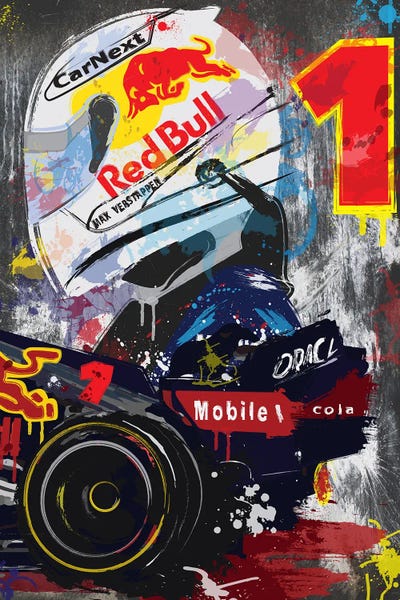 Kids Sports Art: Max Verstappen, Red Bull Racing, Red Bull, F1 Poster by Fly Graphics