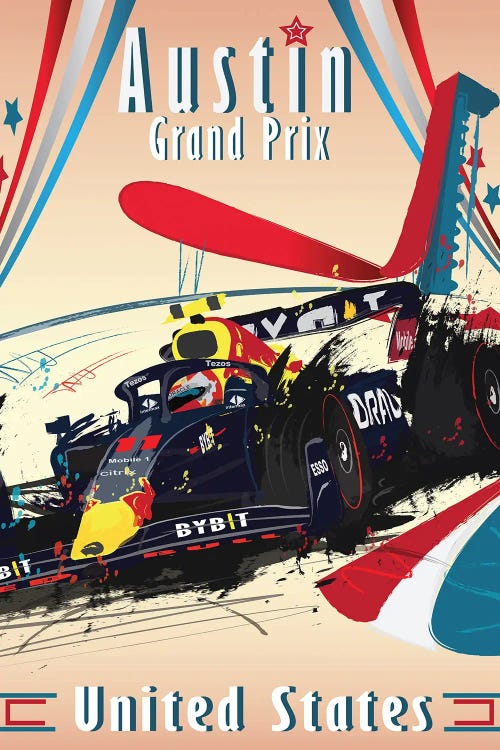 Checo Perez, Sergio Perez, Austin Grand Prix, United States Grand Prix F1 Poster by Fly Graphics wall art