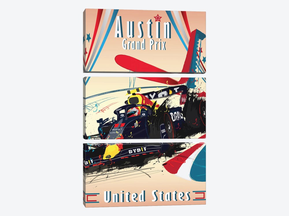 Checo Perez, Sergio Perez, Austin Grand Prix, United States Grand Prix F1 Poster by Fly Graphics 3-piece Canvas Print