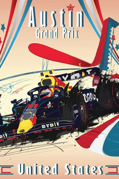 Kids Sports Art: Checo Perez, Sergio Perez, Austin Grand Prix, United States Grand Prix F1 Poster by Fly Graphics