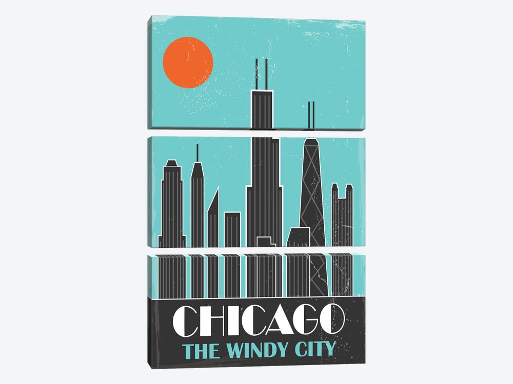 Chicago, Sky Blue by Fly Graphics 3-piece Canvas Art