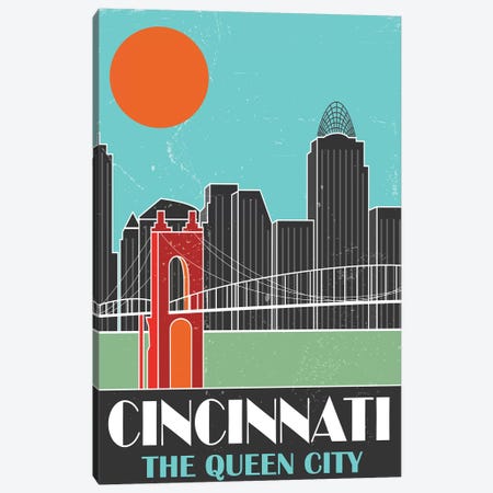 Cincinnati, Sky Blue Canvas Print #FLY9} by Fly Graphics Art Print