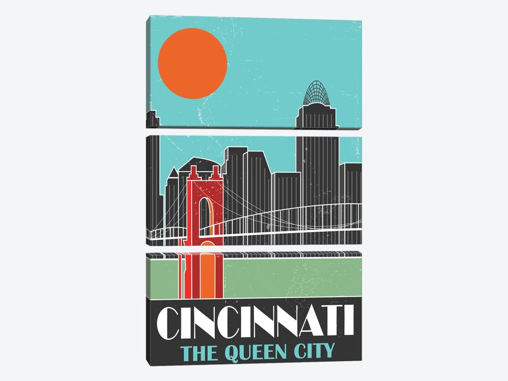 Cincinnati, Sky Blue by Fly Graphics 3-piece Art Print