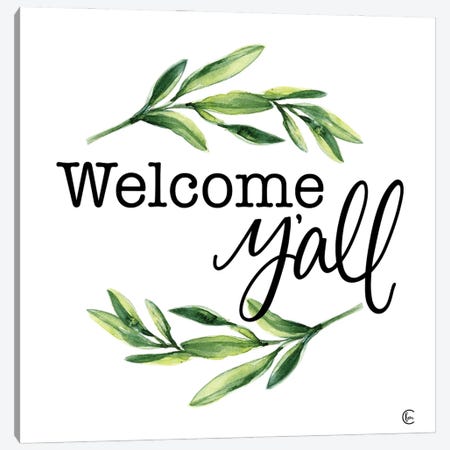 Welcome Y'all Canvas Print #FMC102} by Fearfully Made Creations Canvas Wall Art