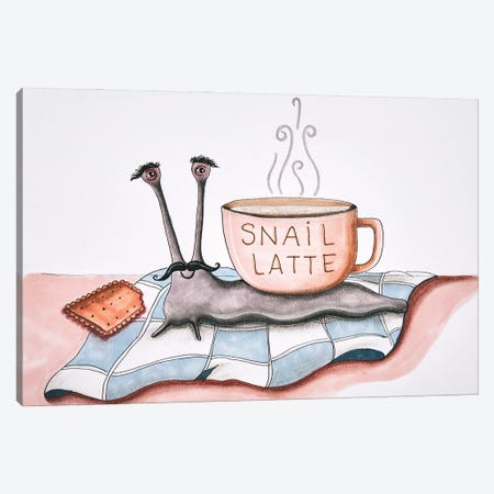 Snail Latte Canvas Print #FMM12} by Femke Muntz Canvas Art