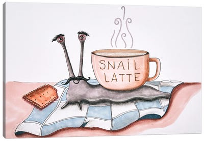 Snail Latte Canvas Art Print - Snail Art