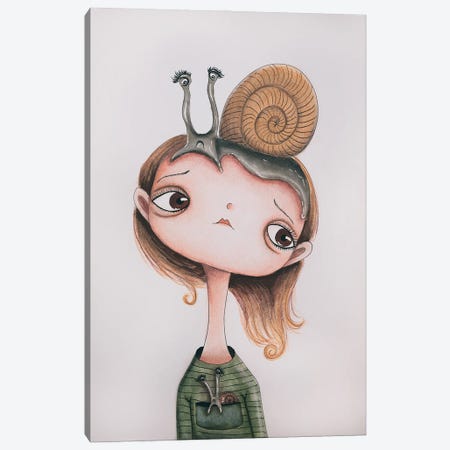 Snail Girl Canvas Print #FMM20} by Femke Muntz Art Print