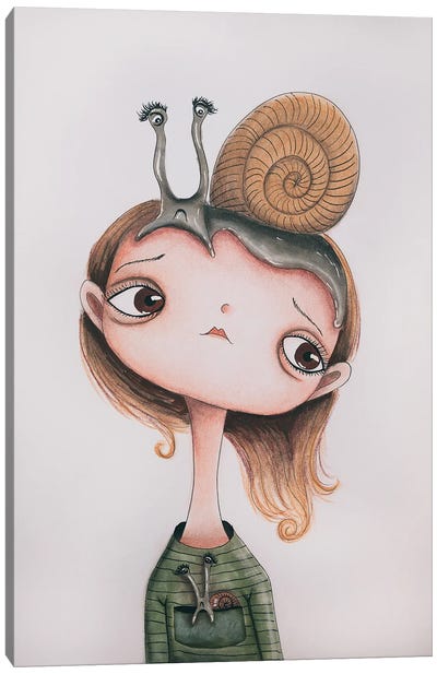 Snail Girl Canvas Art Print - Snail Art