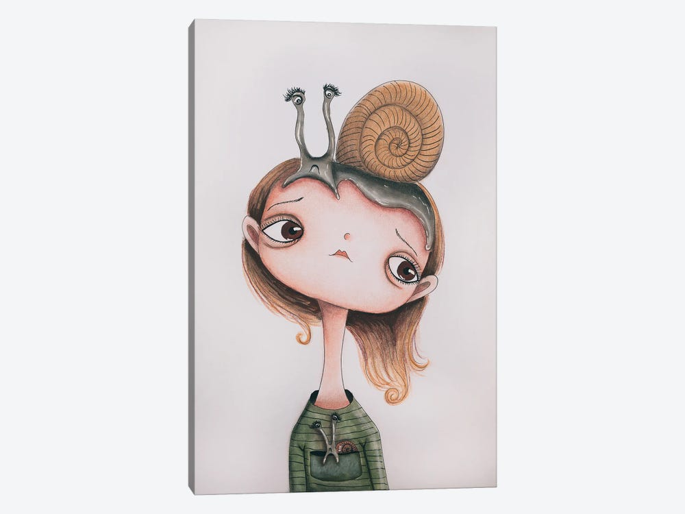 Snail Girl by Femke Muntz 1-piece Canvas Wall Art