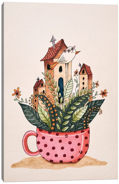 Houses In A Cup Canvas Art Print - Femke Muntz