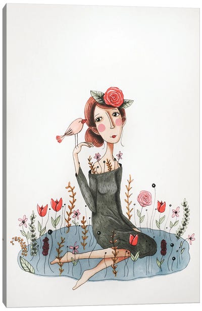 Puddle Of Flowers Canvas Art Print - Femke Muntz