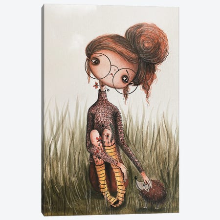 Hattie And The Hedgehog Canvas Print #FMM33} by Femke Muntz Canvas Wall Art