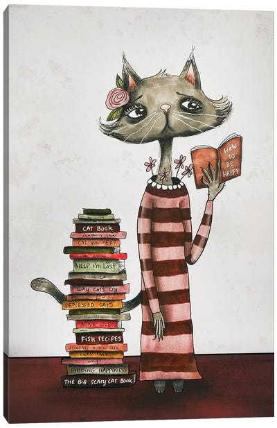 Ms. Carly The Catlady Canvas Art Print - Book Art