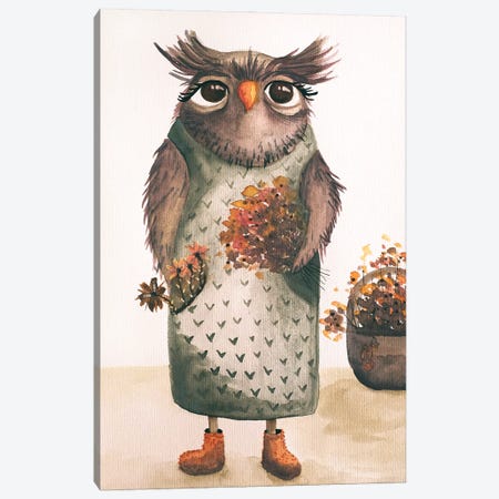 Mrs. Owl Canvas Print #FMM41} by Femke Muntz Canvas Art Print