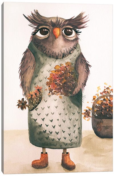 Mrs. Owl Canvas Art Print - Femke Muntz
