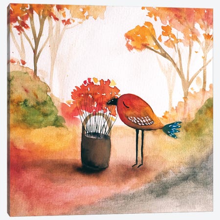 Bird in the fall Canvas Print #FMM44} by Femke Muntz Canvas Wall Art