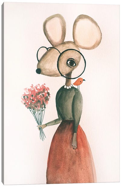 Mrs. Mory The Mouse Canvas Art Print - Femke Muntz
