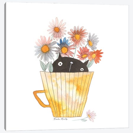 Cat In Flower Pot Canvas Print #FMM61} by Femke Muntz Canvas Print
