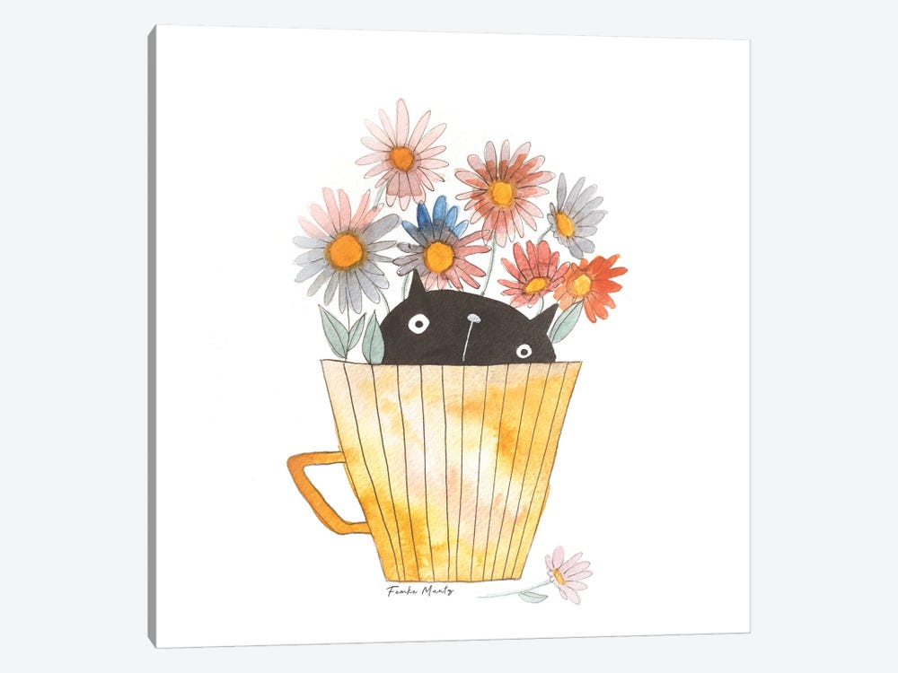 Cat In Flower Pot by Femke Muntz 1-piece Canvas Print