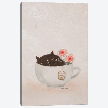 Sleepy Cat Tea Canvas Print #FMM62} by Femke Muntz Canvas Print
