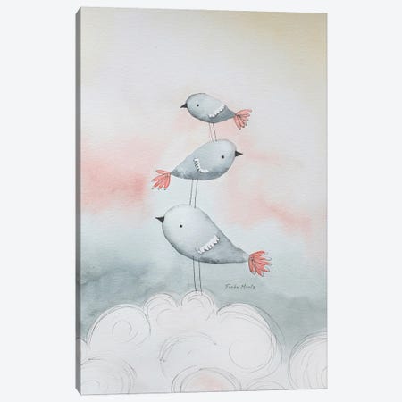 Birds In The Clouds Canvas Print #FMM63} by Femke Muntz Canvas Art Print